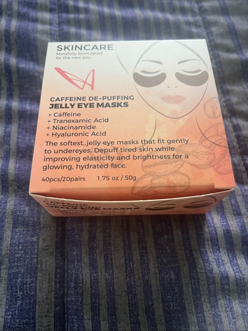 Caffeine De-Puffing Jelly Eye Masks — Peach/Coral